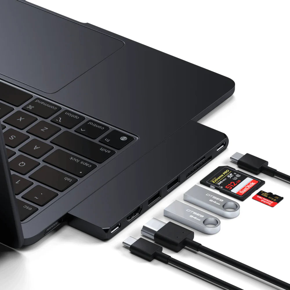 Adaptador Multipuerto Satechi Dual USB-C para MacBook Pro/Air M2 - Negro