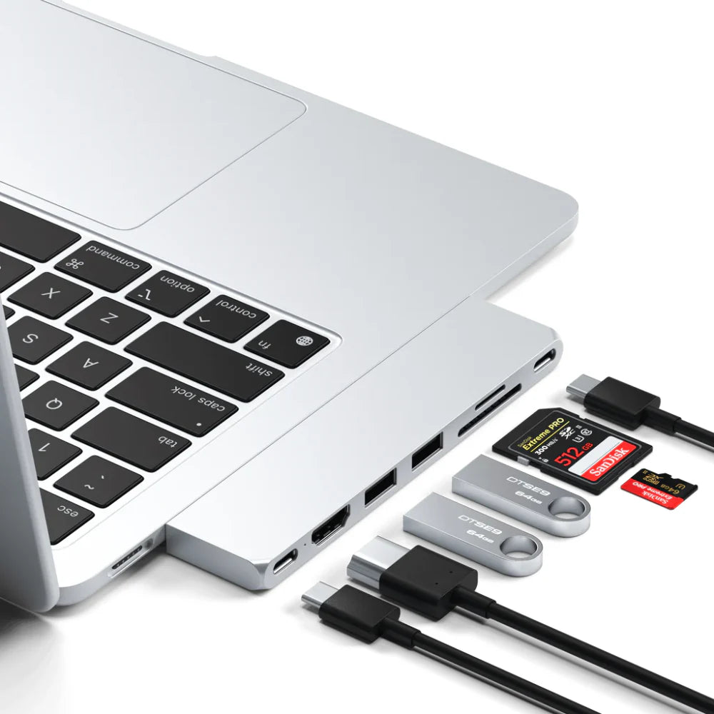 Adaptador Multipuerto Satechi Dual USB-C para MacBook Pro/Air M2 - Plata