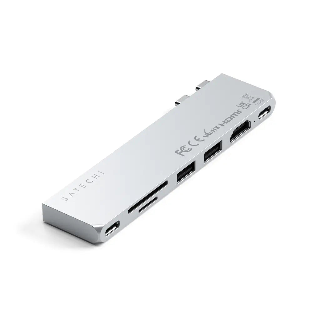 Adaptador Multipuerto Satechi Dual USB-C para MacBook Pro/Air M2 - Plata