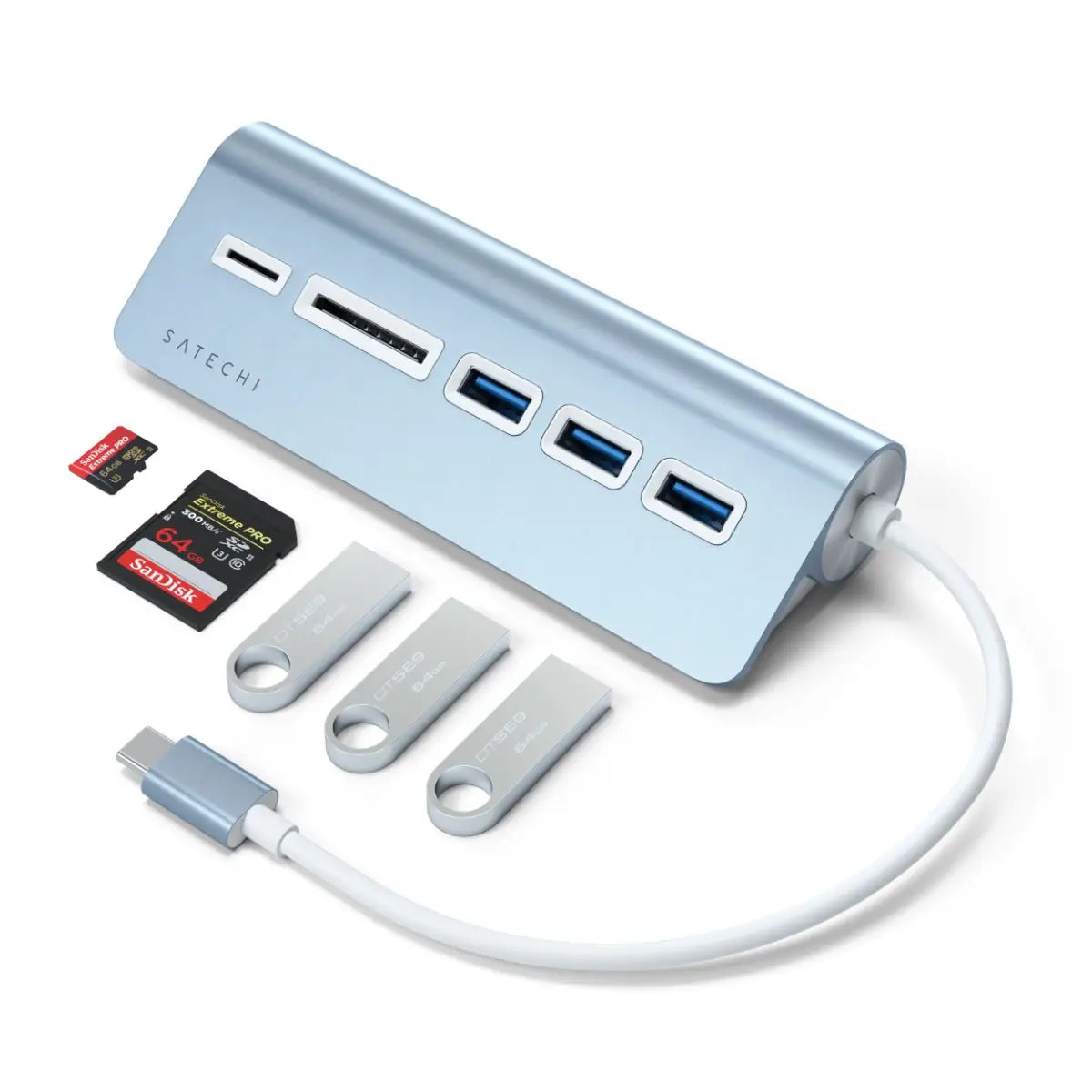 Adaptador Satechi MultiPuertos de Aluminio USB-C - Azul Cielo