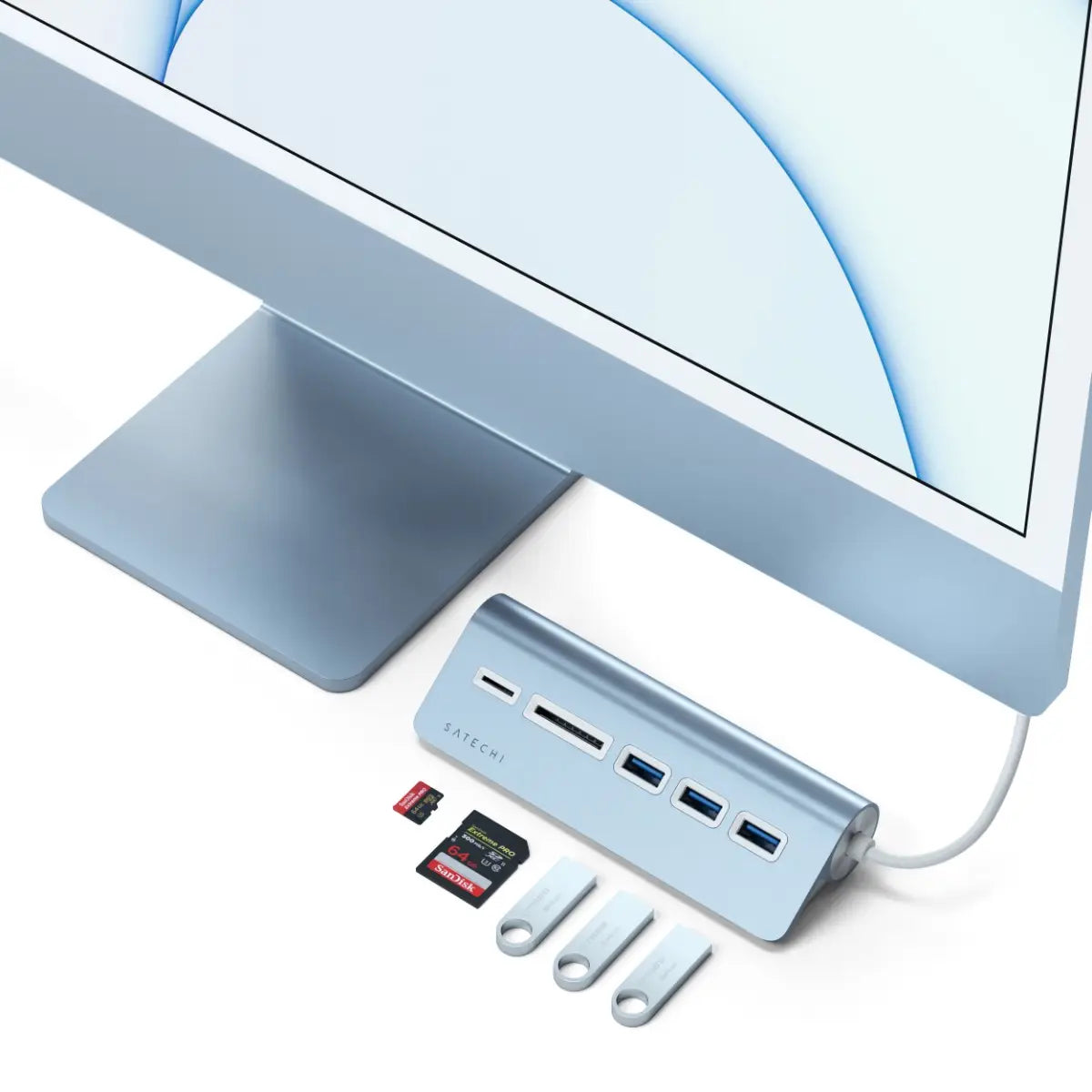 Adaptador Satechi MultiPuertos de Aluminio USB-C - Azul Cielo