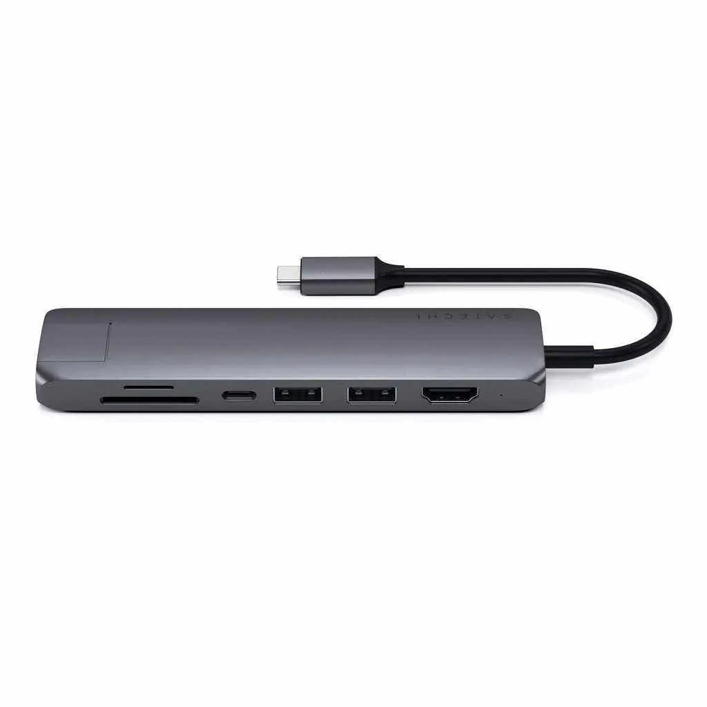 Adaptador Slim Satechi USB-C Ethernet HDMI 2 USB-A - Gris Espacial